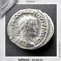 Antike römische Silbermünze / Gallienus / 255-256 nCh.