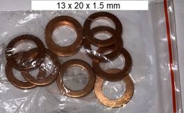 Kupferdichtring, Kupfer Flachdichtung, 13 x 20 x 1.5mm
