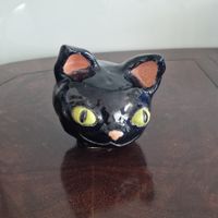Handgemachte Keramik Katze Schwarz, Halloween Deko, Unika...