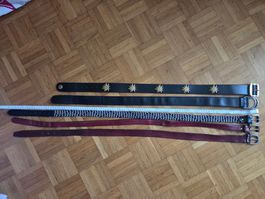 5 Gürtel, 1x aus Leder