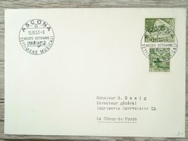 TR96 Enveloppe + Timbre Suisse 1953