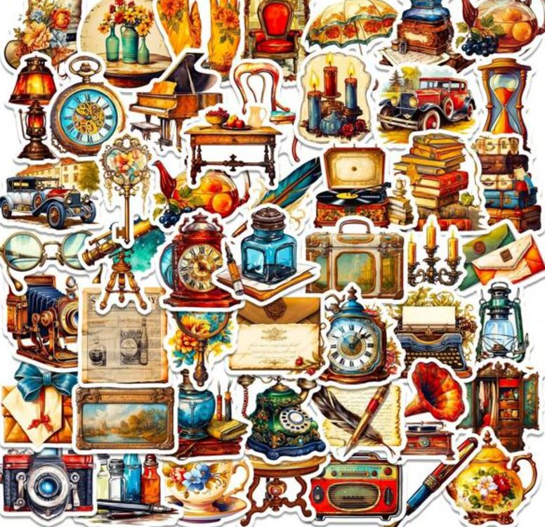 50 Stk. Sticker Aufkleber - Stil Vintage Aufkleber (Neu und ...