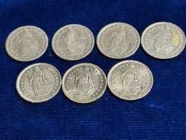 7 x -.50 Rappen 1901 1907 1920 1913, 1960, 1965, 1964