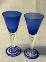2er Set handgefertigte Kobaltglas-Kelche – Fossheim Norwegen