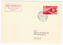 lettre de Konolfingen BPA A427 pour Aarau le 22.VIII.47