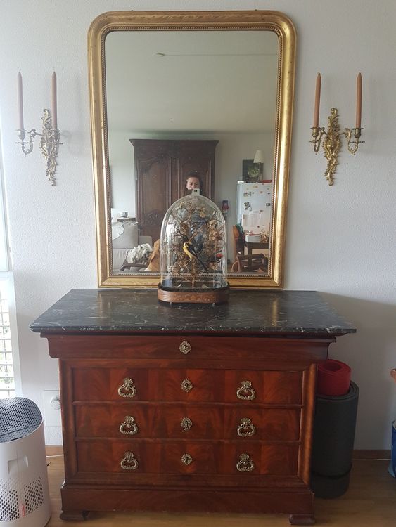 Magnifique Miroir Ancien Doré Style Régence/Empire