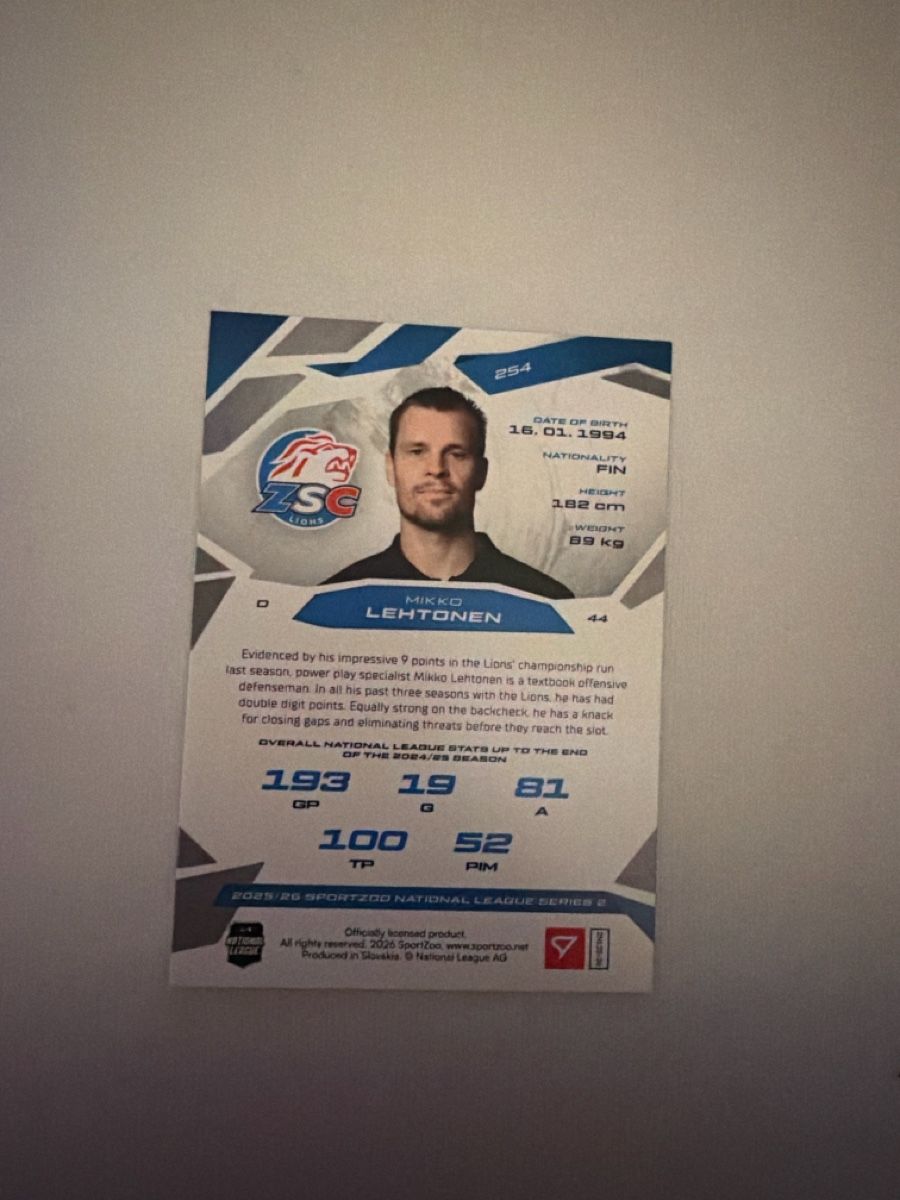 Sportzoo Sammelbilder & Trading cards: Mikko Lehtonen National League Card – Neu (gemäss Beschreibung) aus Oberönz von jan_wys9 1