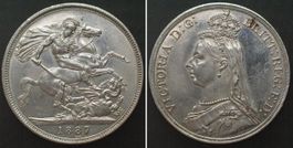 England Crown 1887 VICTORIA Silber ERHALTUNG! unz-