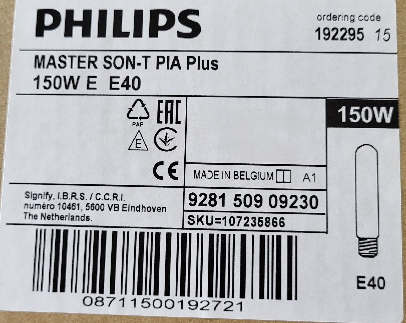 Philips Lampade: Natriumdampflampe MASTER SON-T PIA Plus 150W/220 E40 3Stk. – Nuovo e nell'imballaggio originale da Rapperswil SG venduto da AndiRap 3