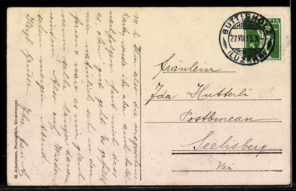 Cartoline postali: AK Buttisholz, Ort mit Kirche und Bergpanorama – Usato da Berlin venduto da bartko-reher 1