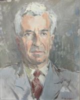 Franz Bucher – Signiertes Porträt, Öl auf Holz
