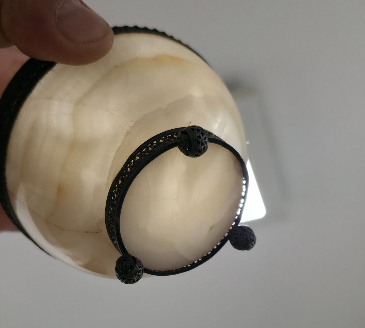 Schalen: ANTIKE 800 SILBER ALABASTER HENKELSCHALE WUNDERSCHÖNE ARBEIT – Gebraucht aus Zürich von spin23 2