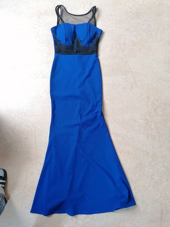 Elegantes Abendkleid, ca.Gr. 36, blau, Spitze, Made in Italy