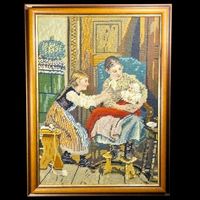 👵❤️ Vintage Gobelinbild mit Familie & Baby 👵❤️