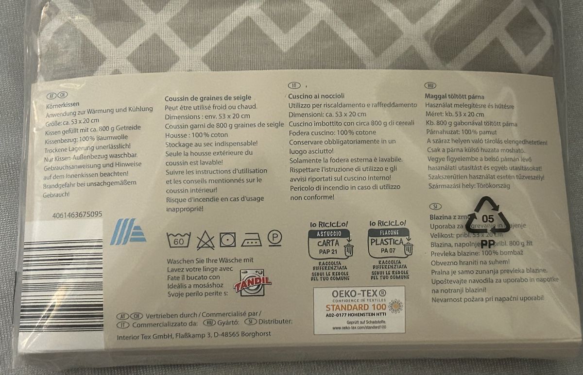Cuscini: Körnerkissen 53x20cm NEU – Usato da Winterthur venduto da stella67 1