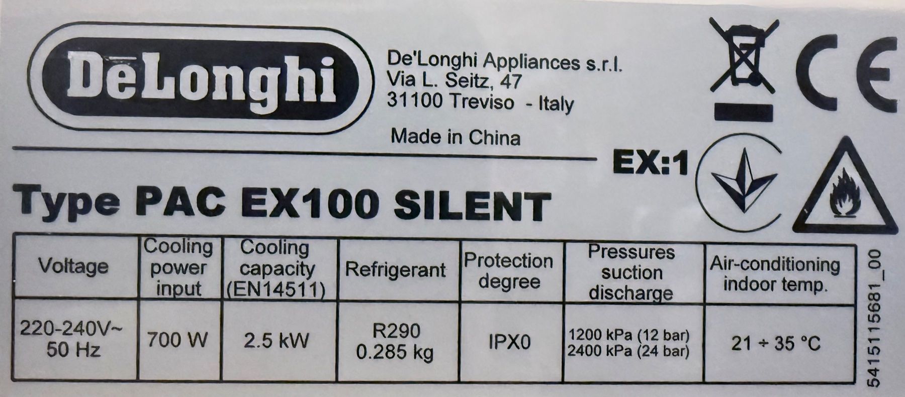 De'Longhi Condizionatori: DeLonghi PAC EX100 SILENT Klimagerät – Usato da Lyss venduto da Jupiter2016 3
