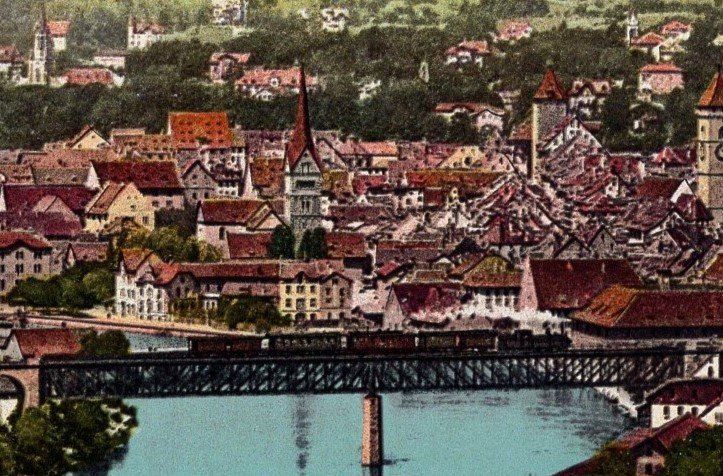 Cartoline postali: Schaffhausen Brücke mit Dampfzug – Usato da Aarau venduto da kufi44 1