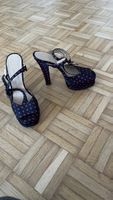 Damen Sandaletten mit Plateau blau gemustert gebraucht