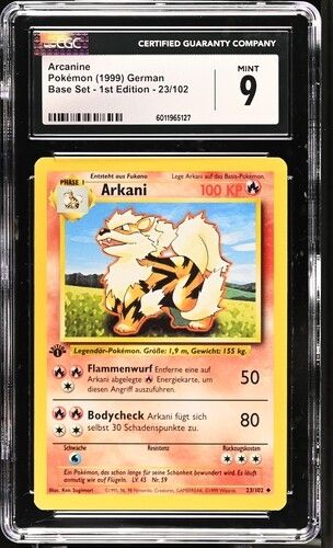 Pokémon Carte collezionabili: Pokémon Arcanine 1. Edition 23/102 Mint 9 – Nuovo (secondo la descrizione) da Benken SG venduto da TheCollector91