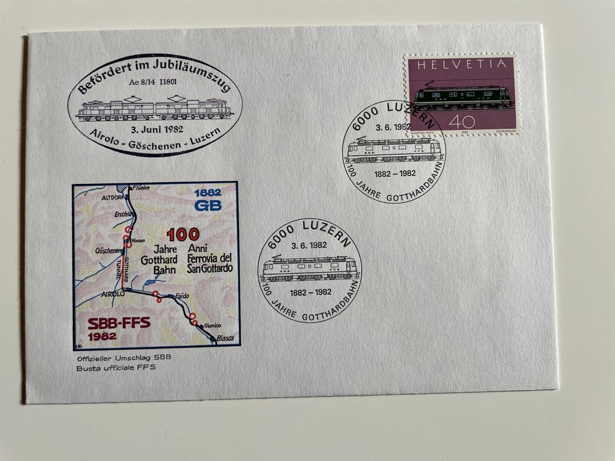 Alle Briefmarken: Gottardo 82, 3 Ersttagsbriefe,SBB-FFS – Gebraucht aus Domat-Ems von Amanda78 1