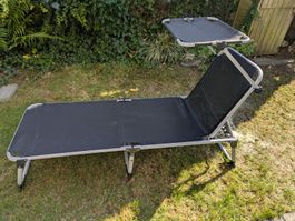 Klappbare Sonnenliege schwarz mit Sonnendach gebraucht