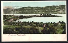 Rapperswil /SG, Teilansicht mit Bergen