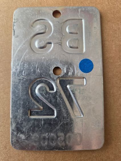 Sachs Schilder: Velonummer BS 72 plaque velo – Gebraucht aus Schenkon von Uhu007 1