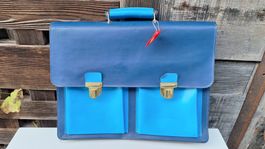 Blaue Vintage Aktentasche/Schultasche