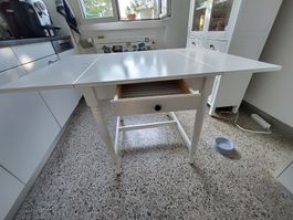 IKEA INGATORP Klapptisch weiss mit Schublade Esstisch 123cm