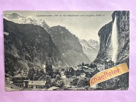 1914 Lauterbrunnen mit Staubbach und Jungfrau 
