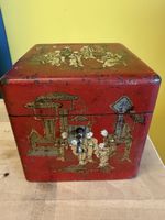 Dose, Rot, asiatische Malerei, gute Erhaltung