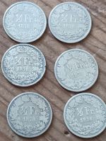 1/2 Fr. 1878 Münzen Silber Helvetia 6Stück 