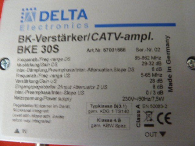 Amplificatori: DELTA Antennenverstärker BKE 30S – Nuovo e nell'imballaggio originale da Affoltern am Albis venduto da Sennrtv 3