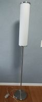 Stehlampe 2-flammig, Nickel matt/Glas weiss, inkl. Dimmer