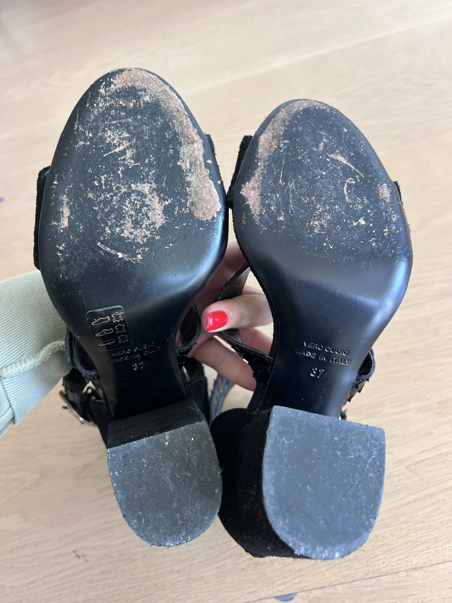 Scarpe da donna: Strategia - Black Suede/Python Sandals - Size 37 – Usato da Pully venduto da opa_k78q 3