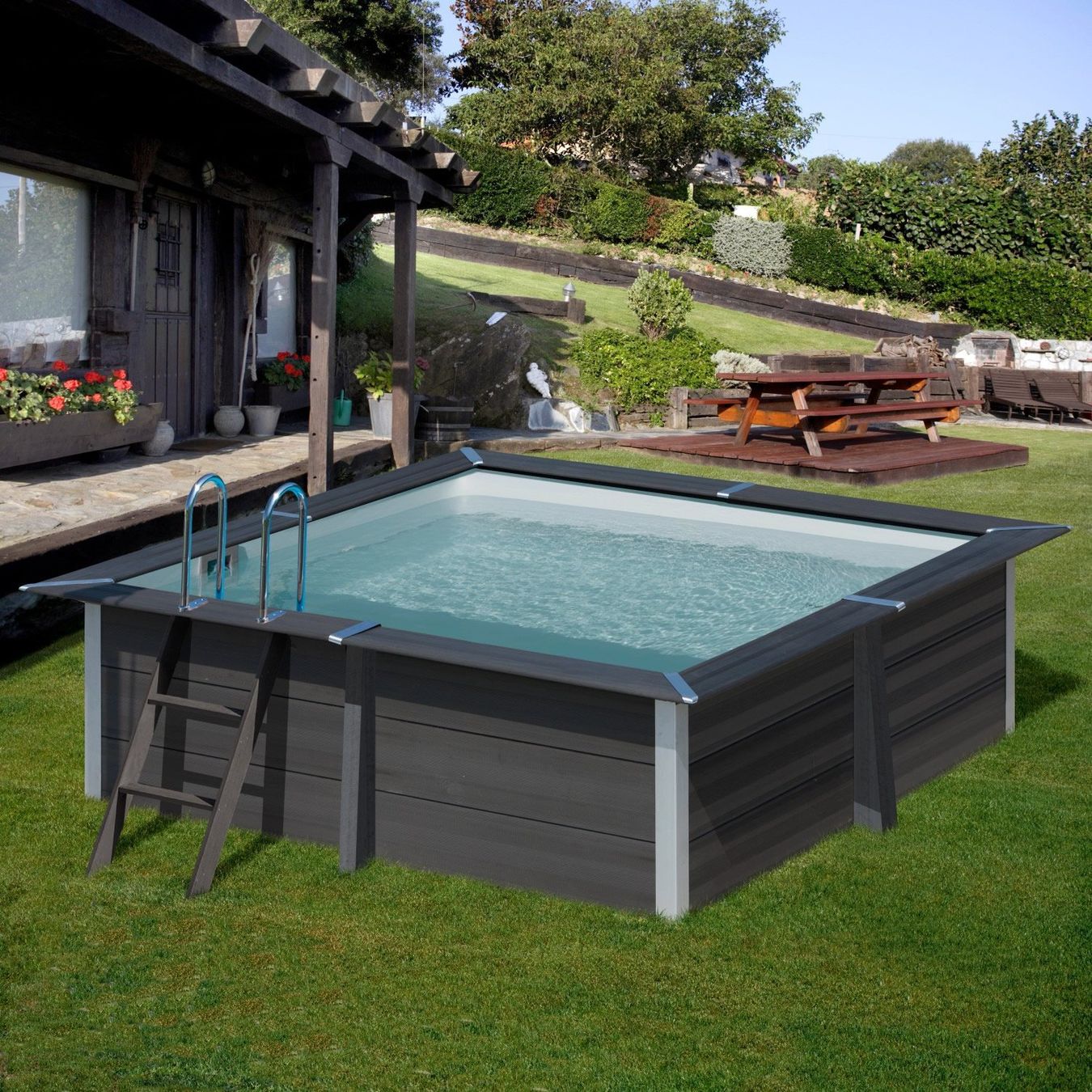 Piscine: AZTECK Aufstellpool QUADRATISCH – Nuovo e nell'imballaggio originale da Grenchen venduto da Wellnesspools