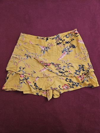 Floral Tiered Ruffle Mini Skirt Shorts Size 30