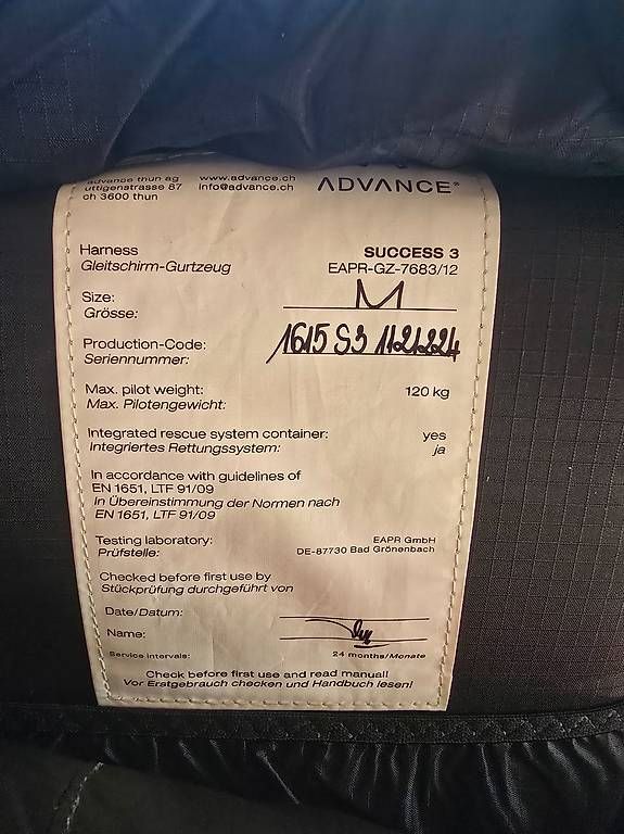 Vol libre: Advance Success 3 M – D'occasion à Matzendorf par Flugschule-Jura 4