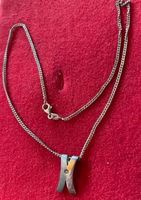 schönes Silber 925 Collier mit X Anhänger und Stein