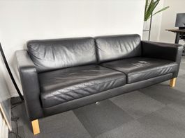 IKEA Karlstad 3er-Sofa Echtleder Schwarz (205 cm)
