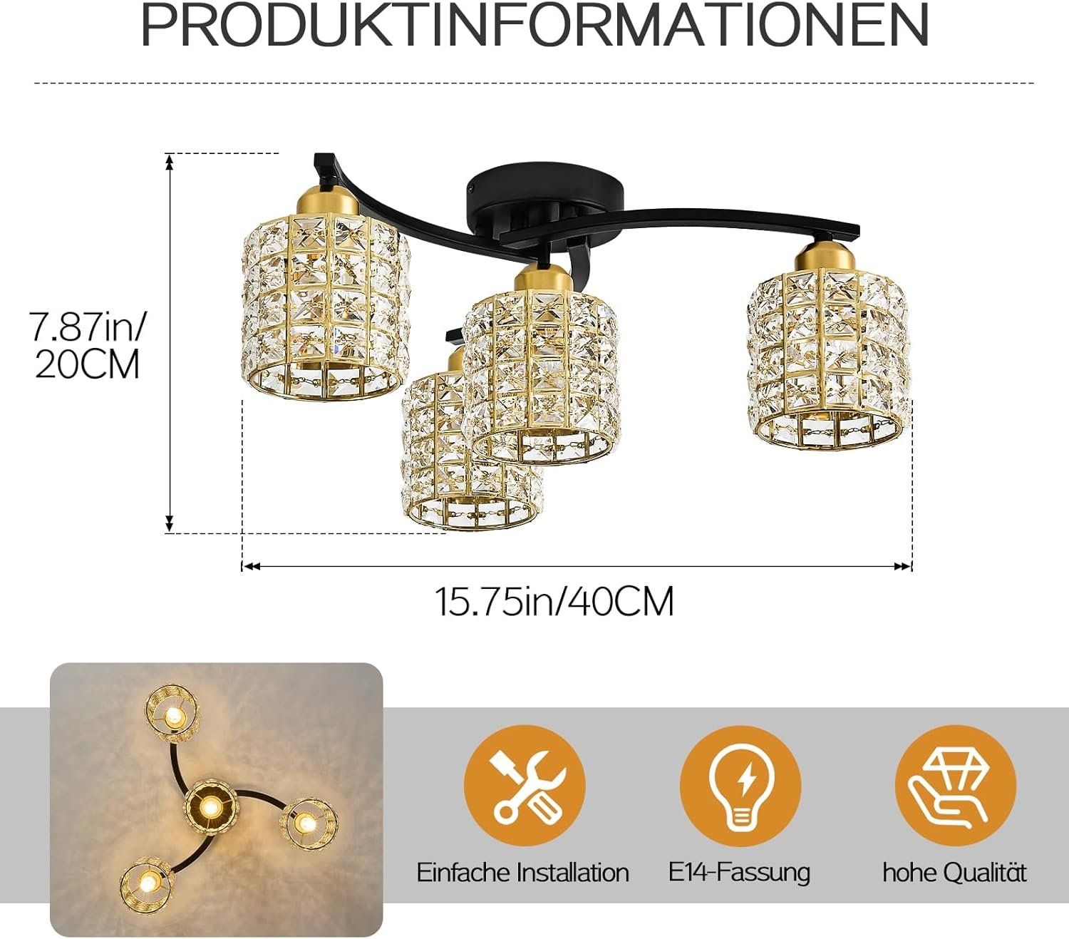 Lampadari & plafoniere: Kristall Deckenlampe Lampe Moderne 4-Lichter Kronleuchter – Nuovo e nell'imballaggio originale da Wittenbach venduto da VELARO 3