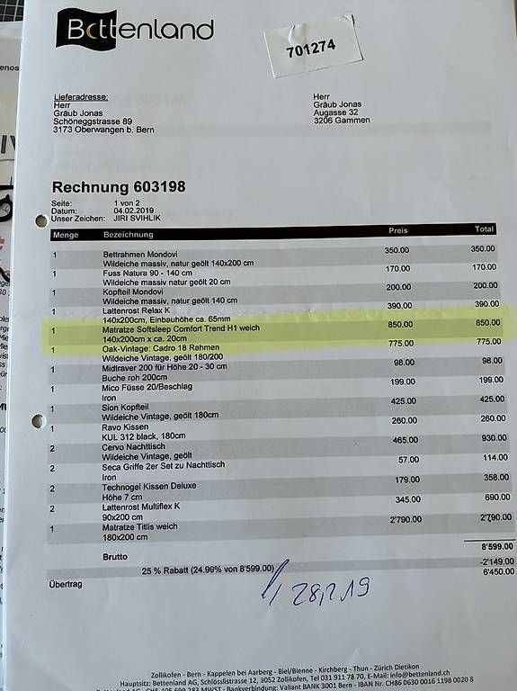 Matratzen: Matraze Profi 140x200 – Gebraucht aus Oberwangen b Bern von graeubjones 1