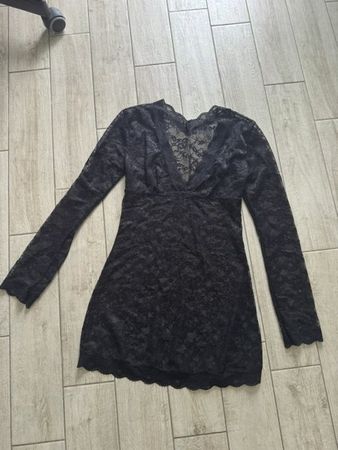 SEXY LANGARM KLEID DURCHSICHTIG SCHWARZ GR. S
