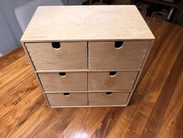 Mini Kommode aus Holz mit sechs Schubladen gebraucht
