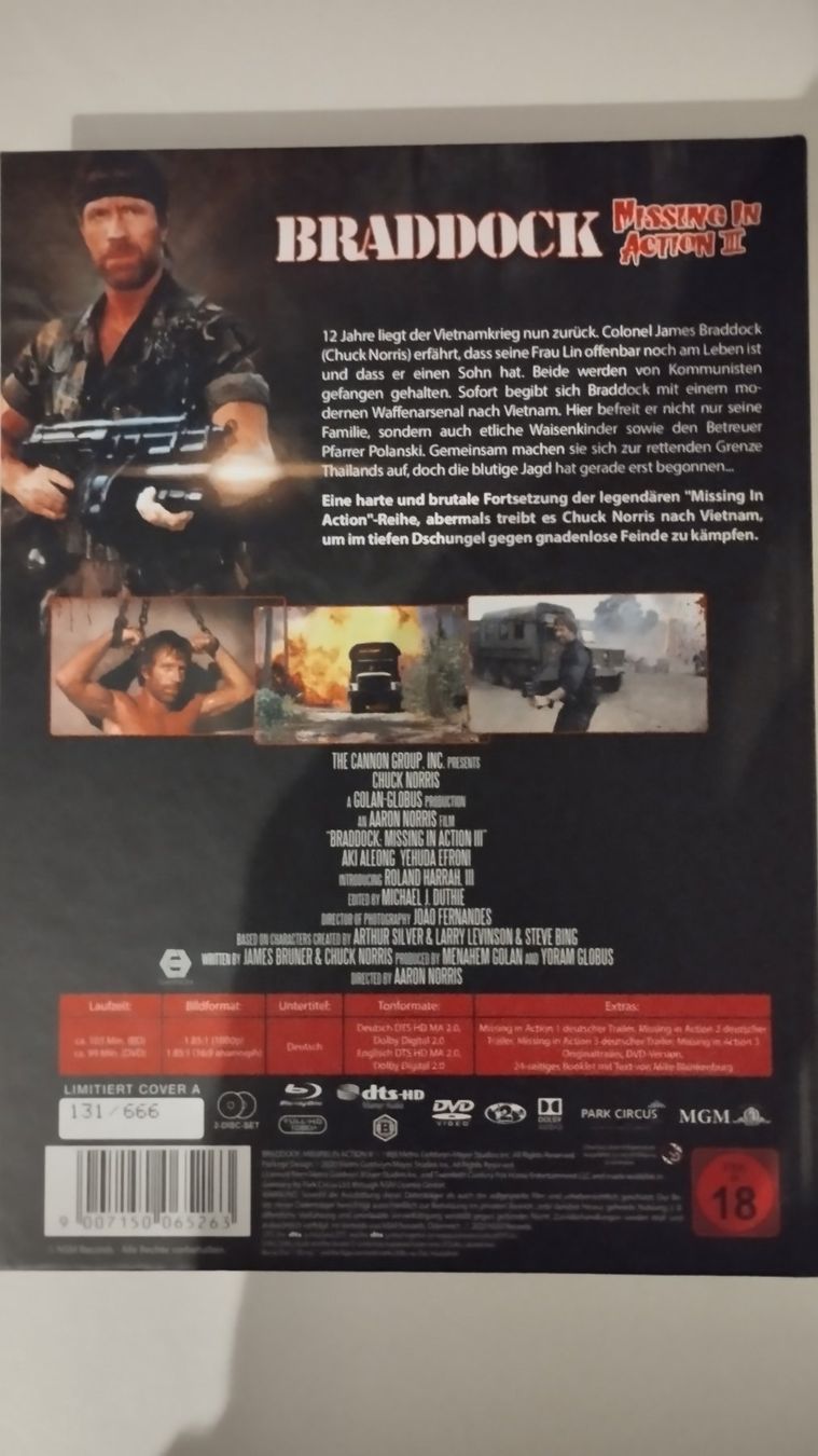 Tutti i DVDs: BRADDOCK-MISSING IN ACTION 3 MEDIABOOK / BLU-RAY/DVD – Nuovo (secondo la descrizione) da Basel venduto da Bal-Sagoth 1