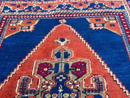 Antike sehr feine schöne Natur Blaue Yahyali Orientteppich 1