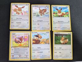 6 Pokémon Karten Evoli Set gebraucht guter Zustand