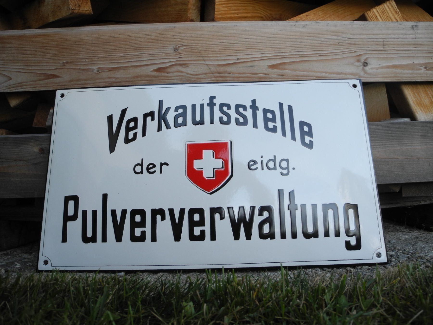 Insegne: PULVERVERWALTUNG EMAILLESCHILD – Nuovo (secondo la descrizione) da Reinach AG venduto da Huckleberrysix 3
