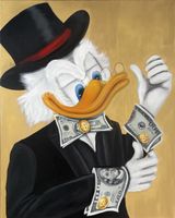 Dagobert mit Dollar und Bitcoin - Scrooge