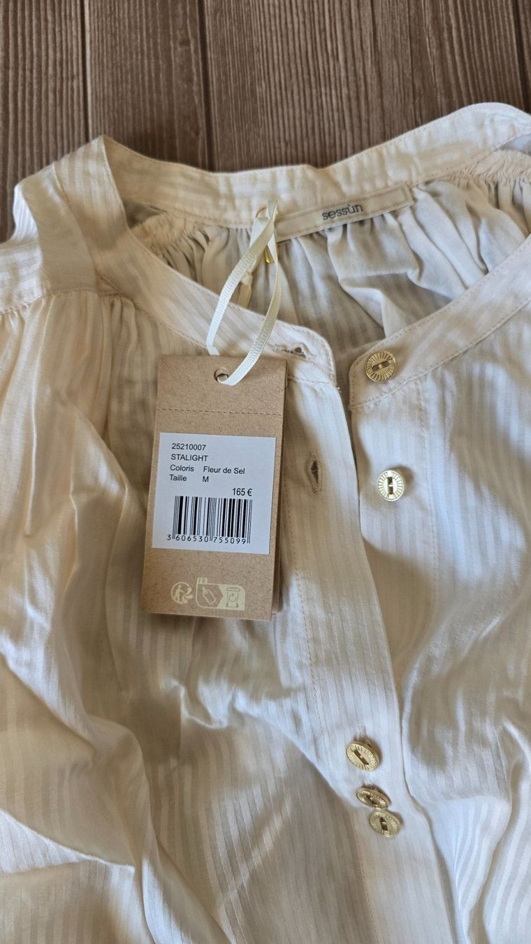 Sessun Camicette: Sessùn "Starlight" Oversized Bluse - M - Fleur de Sel – Nuovo e nell'imballaggio originale da Thalwil venduto da VitaMini 1